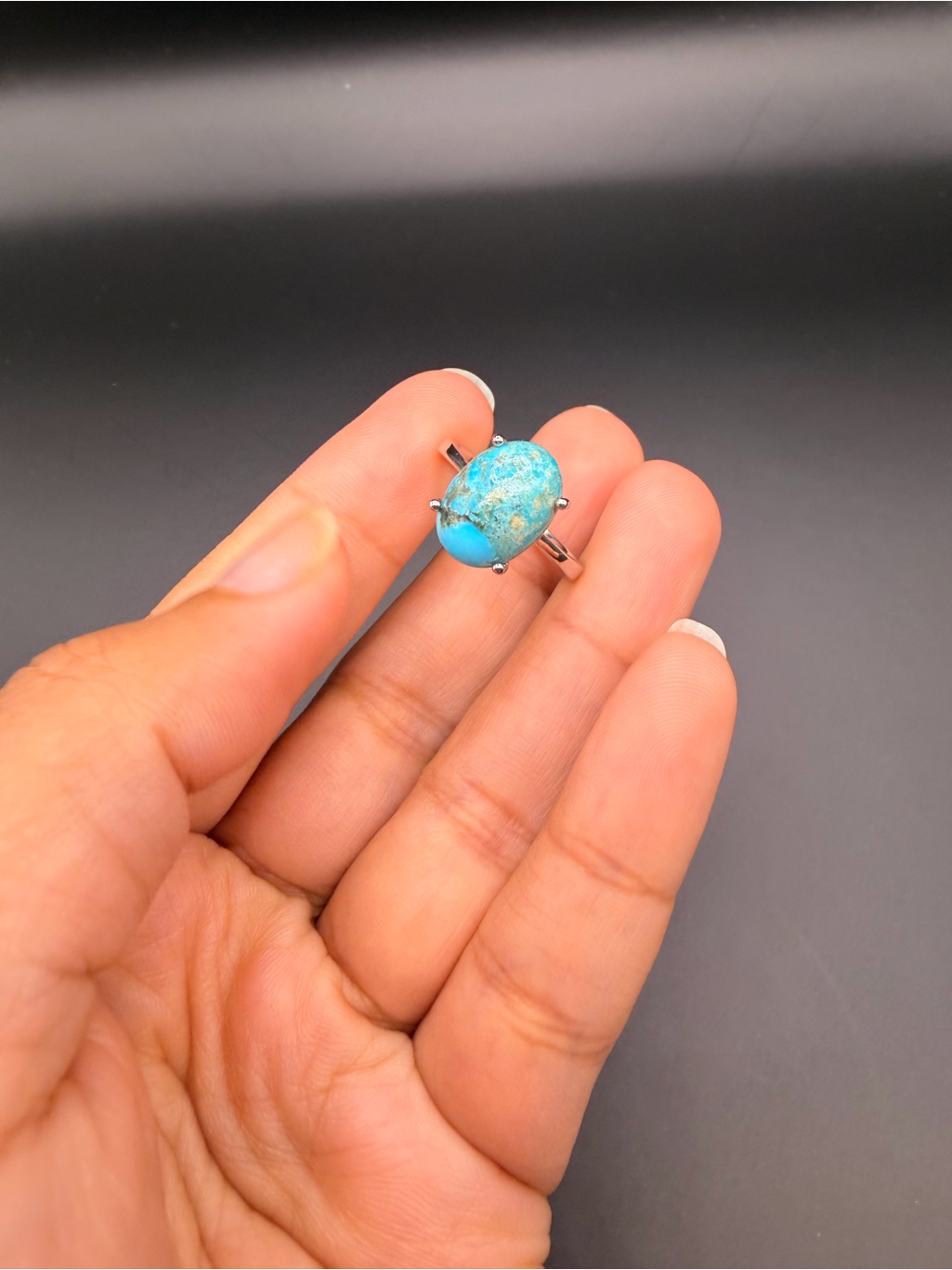 925 Sterling Silver Mexican Turquoise Ring Size 9.